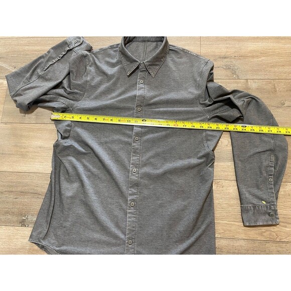 Lululemon Commission Mens M Charcoal Button Up Long Sleeve Stretch Casual Shirt - Picture 3 of 8